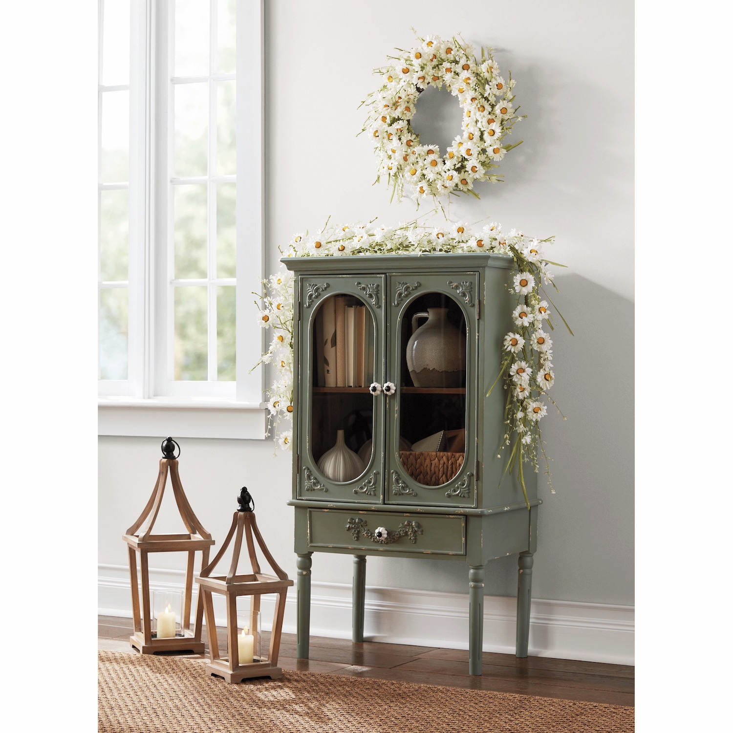 ビンテージ 鳥　オブジェ　レトロ　理科室　書斎　cabinet Pisa Flea-Market Inspired Glass Door Accent Cabinet | Montgomery Ward