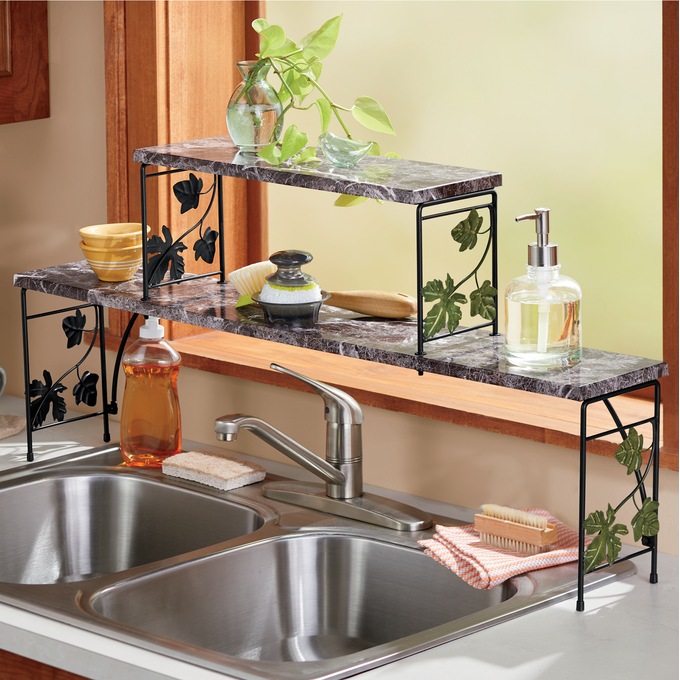 Faux-Marble Ivy Over-The-Sink Shelf | Montgomery Ward