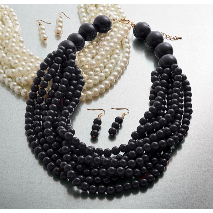 Beaded Necklace and Earring Set, , large