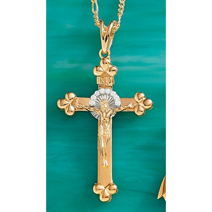 Men&#39;s Two-Tone Crucifix Pendant, , large