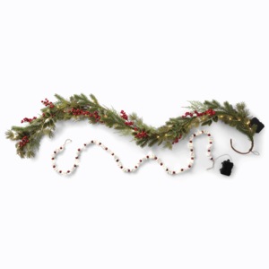 Lit Popcorn and Cranberry Garland, , large