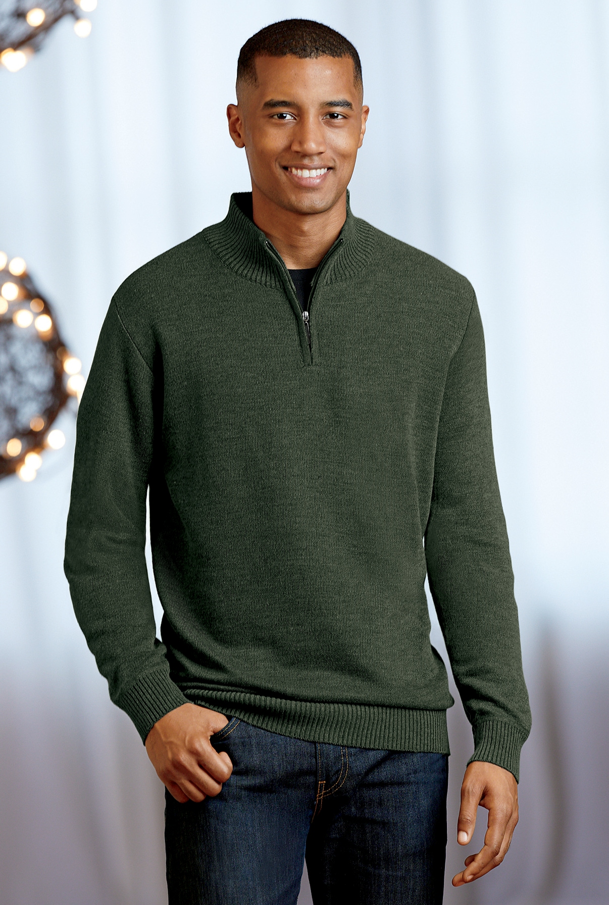 mens pullover zip sweater
