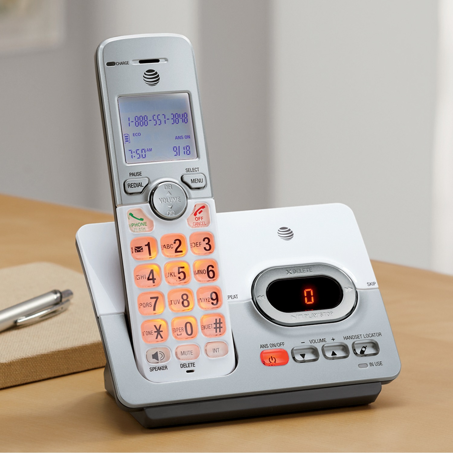 At T 1 2 And 3 Handset Phone System With Answering Machine