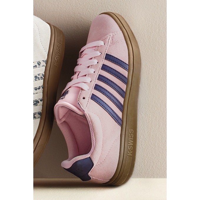 K-Swiss Women's Court Tiebreak II Suede Shoe, Orchid Pink Blue Ribbon, large