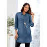 Long-Sleeved Denim Button-Up Tunic, , large