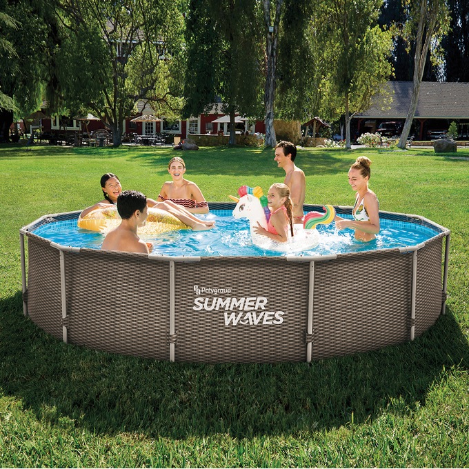 Summer Waves 12' Dark Double Rattan Active Frame Pool, , large