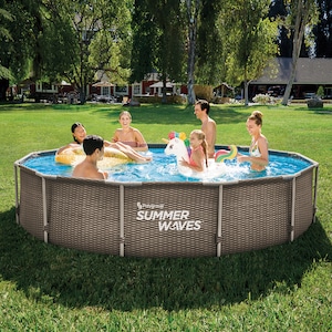 Summer Waves 12' Dark Double Rattan Active Frame Pool, , large