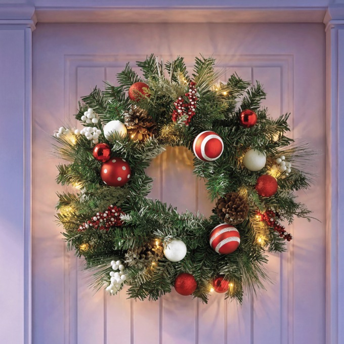 Snowberry Sparkle Wreath, Multi, large