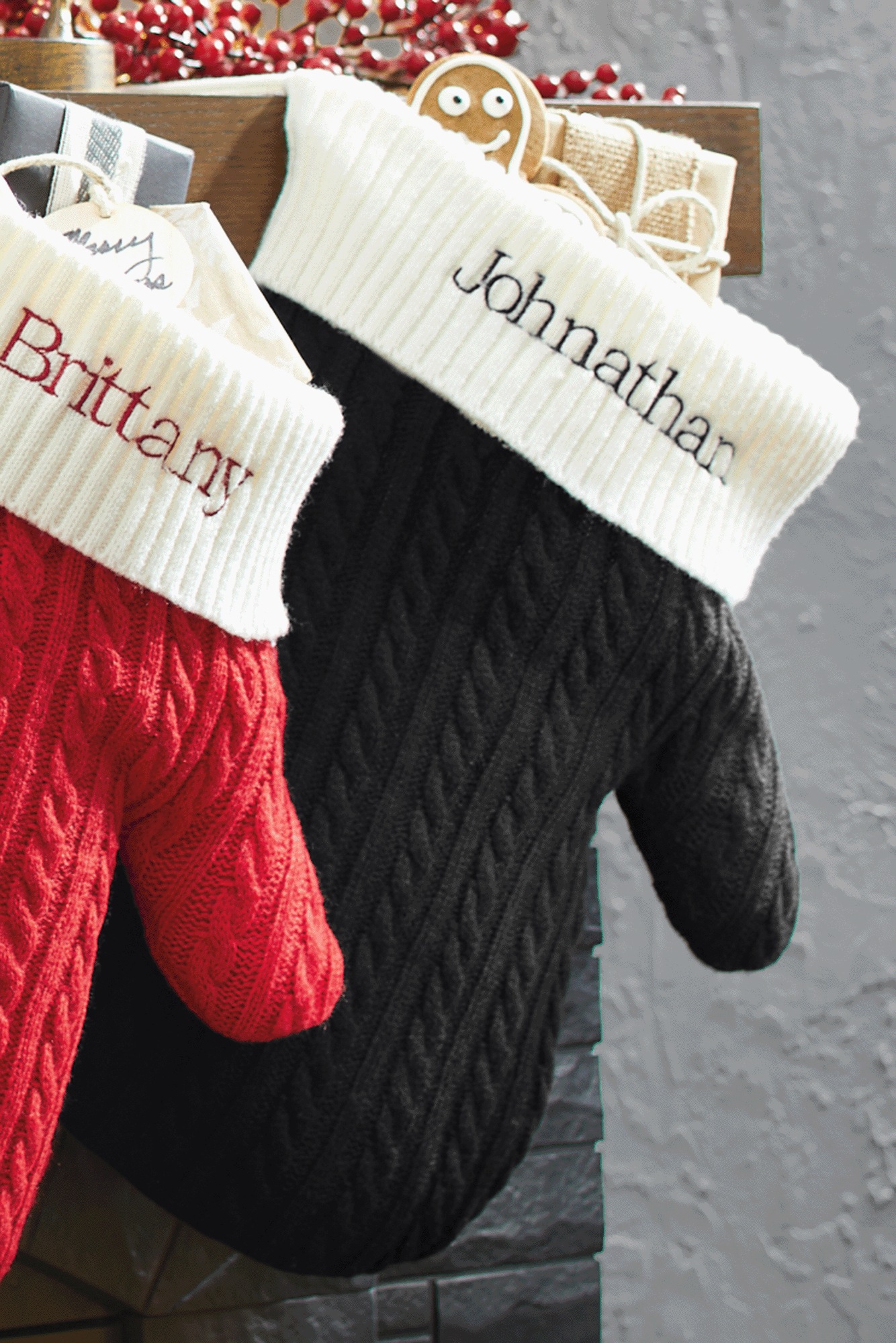 Mitten Stocking, Black, large