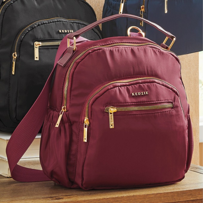  Aire Convertible Backpack with Removable Crossbody Strap, Burgundy, large