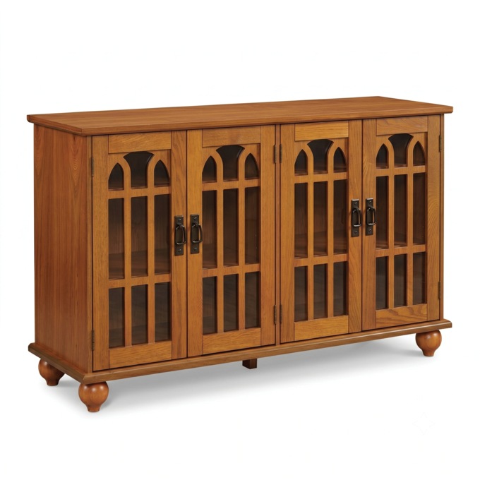 Arched Mission-Style TV Stand, , large