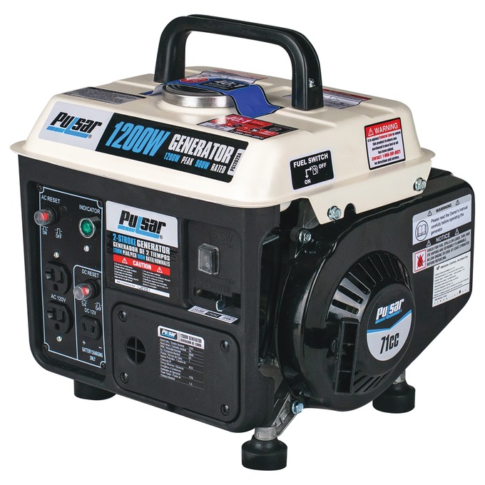 Pulsar 1200W/900W 2-Stroke Gas Generator, Black, large