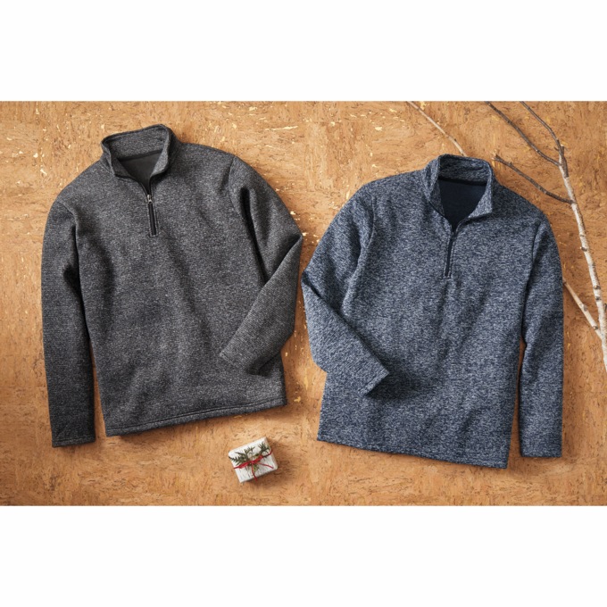 2-Pack Men&rsquo;s Melange Knit Brushed Fleece 1/4-Zip Pullover., , large