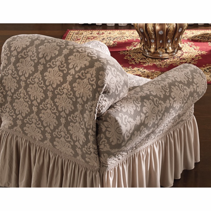 Damask Stretch Slipcover, , large