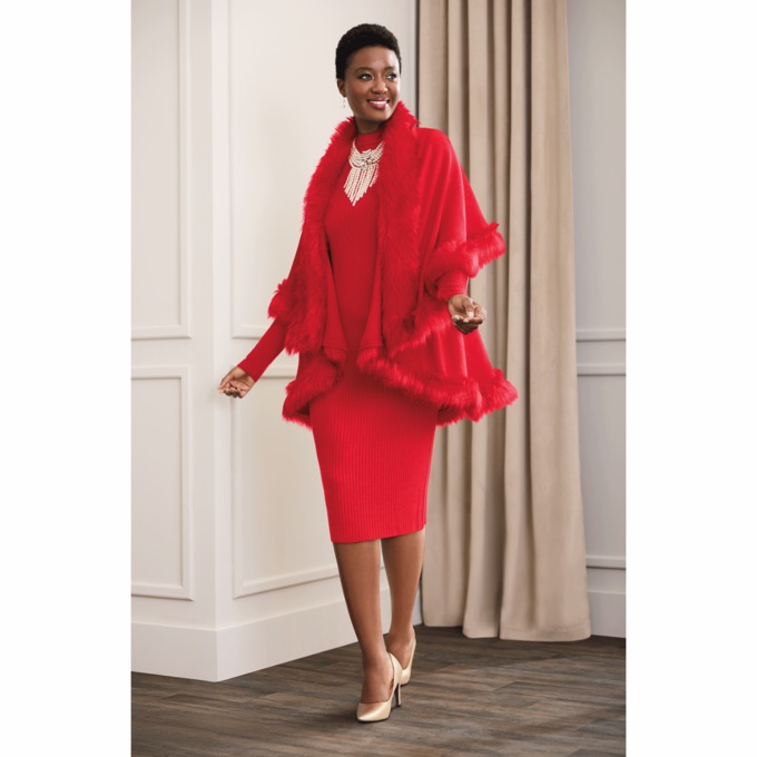 Nika Sweater Dress and Zelda Knit Cape, , large