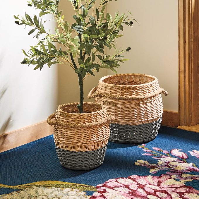 Set of 2 Willow Woven Baskets, , large