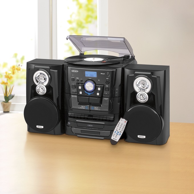 Music System with 3Speed Turntable, Bluetooth, CD and Cassette by