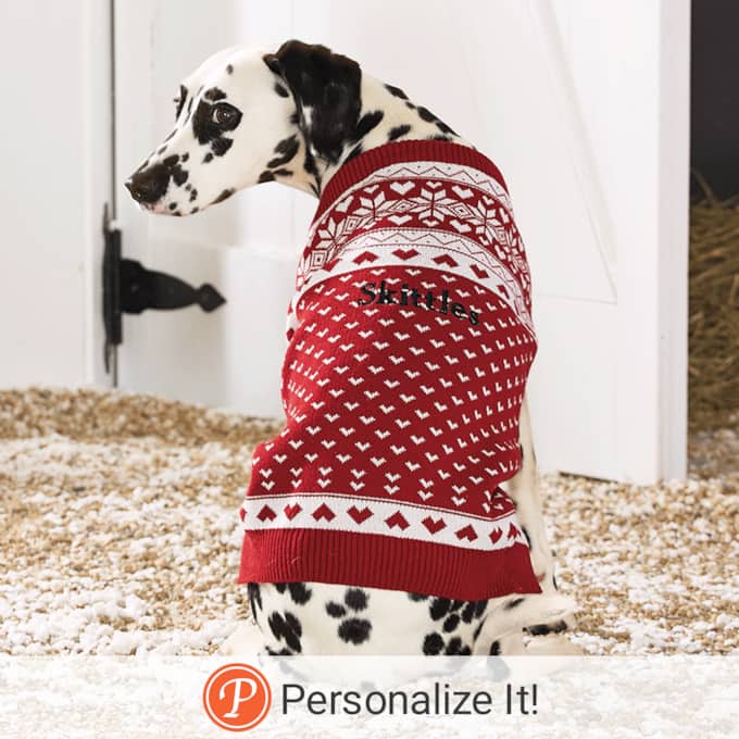 Personalized Heart Argyle Pet Sweater, , large