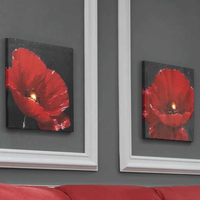 Set of 2 Red Flower Prints, , large