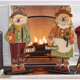 Chunky Wood Scarecrows, , large