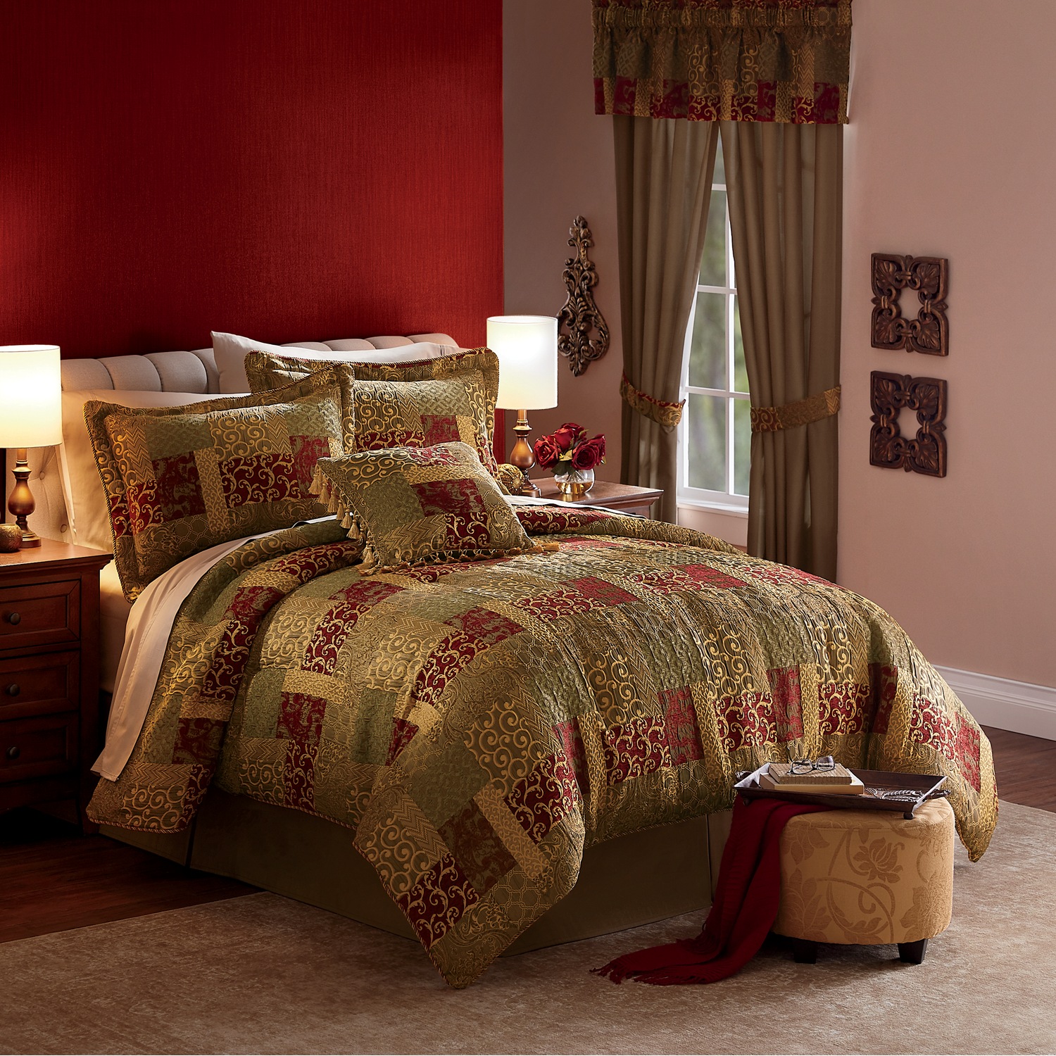 Berkshire Jacquard Comforter Set Accent Pillow and Window Treatments Montgomery Ward