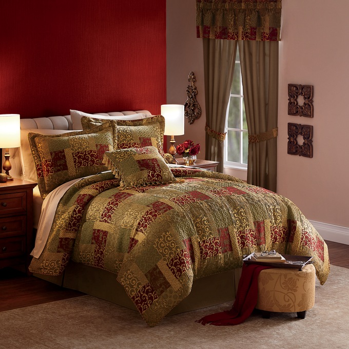 Berkshire Jacquard Comforter Set Accent Pillow and Window Treatments Montgomery Ward