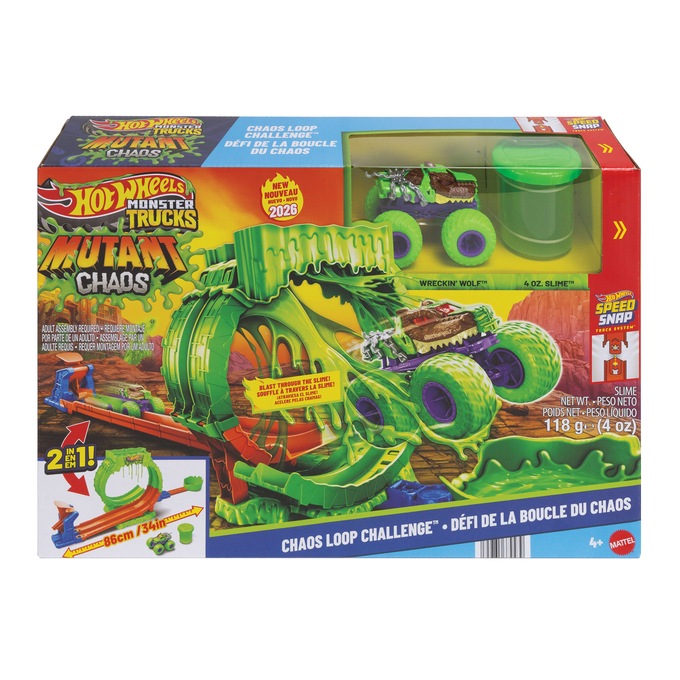 Hot Wheels Monster Trucks Mutant Chaos Loop Challenge Track Set, Multi, large