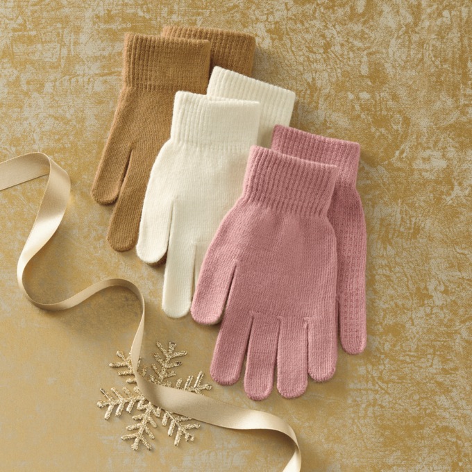 Muk Luks Magic Glove 3-Pack, Vanilla Duck Brown Desert Sand, large