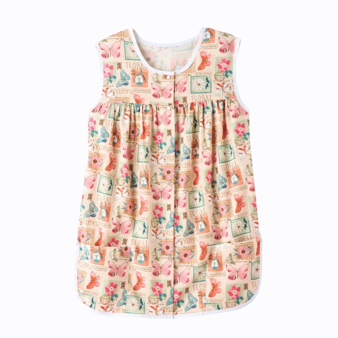 Easy-Care Button-Front Cobbler Apron, Butterfly Postcard, large