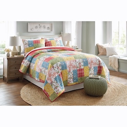 Farmhouse Florals 3-Piece Quilt Set, , large