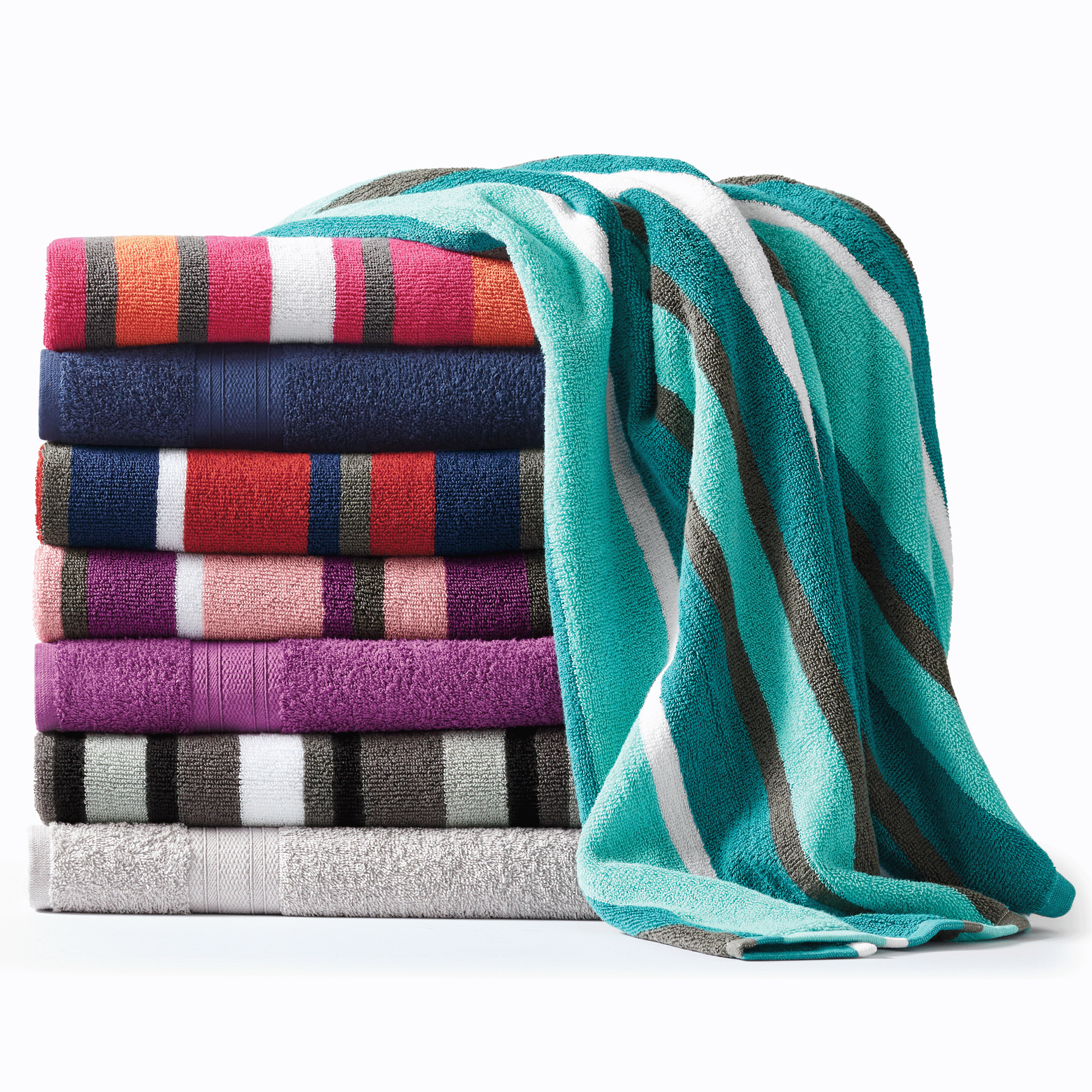 Color Connection Set of 2 Cotton Bath Sheets, , large