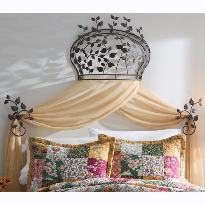 Ayla Leaf Bed Crown with 2 Tiebacks, , large