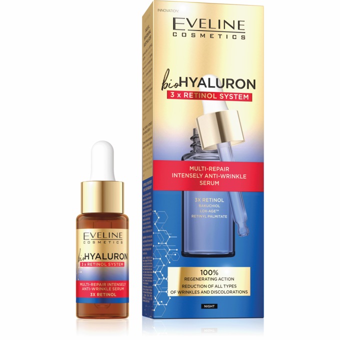 Eveline Bio Hyaluron 3x Retinol System (Night) Multi-Repair Intensely Anti-Wrinkle Serum, , large