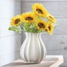 Ribbed Scalloped Stoneware Vase, White, large
