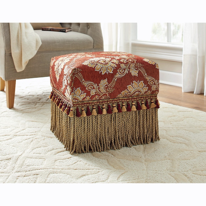 Firelight Fringe Ottoman, , large