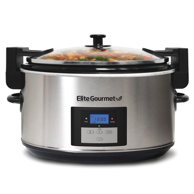 Elite Gourmet 8.5-qt. Programmable Stainless Steel Slow Cooker with Locking Lid, , large