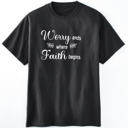Worry Ends Where Faith Begins Statement Tee in Cotton Jersey, , large