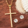 Gemstone Cross Pendant and Earring Set, , large