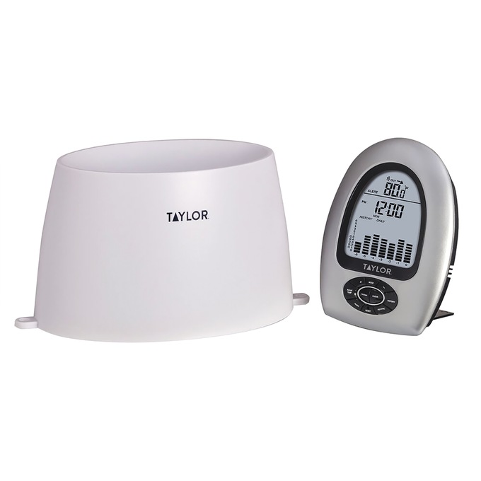 Taylor Wireless Rain Gauge with Thermometer, , large