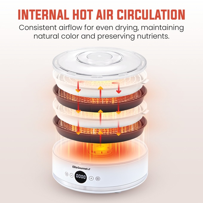 Elite Gourmet Digital Food Dehydrator, White, large