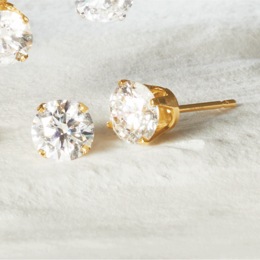14K Gold Lab-Created Diamond Round Solitaire Post Earrings - 1.0 CTTW, , large