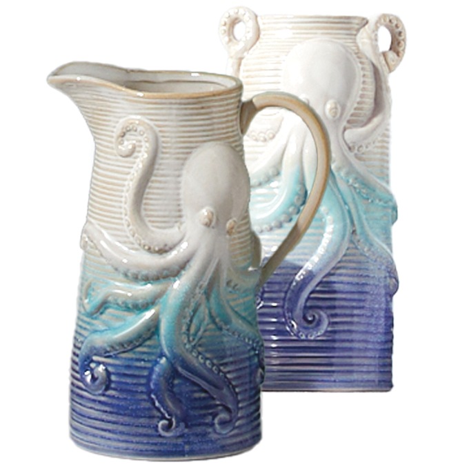 Set of 2 Ombré Octopus Vases, , large