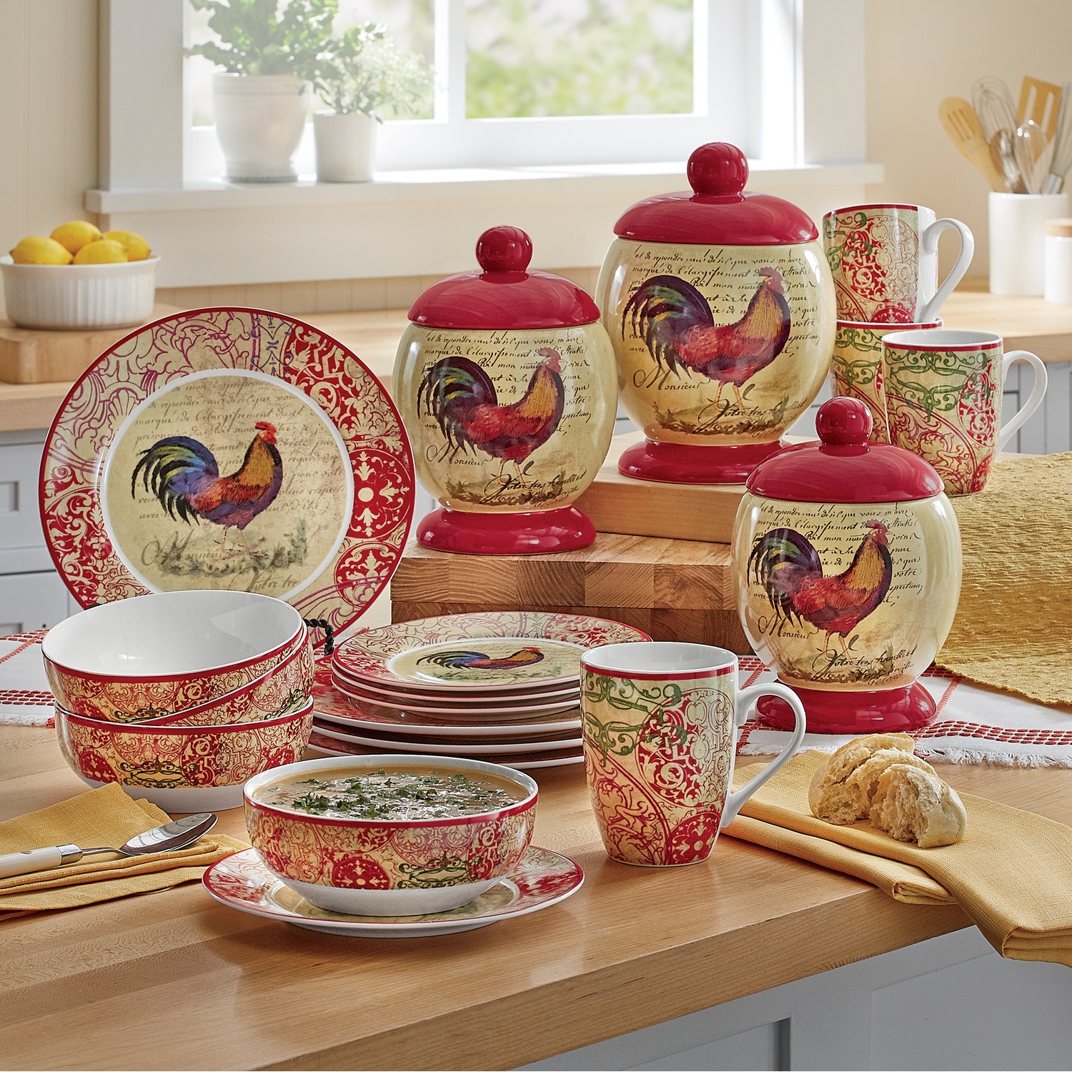 Monsieur Rooster Dinnerware Canister Set Montgomery Ward
