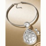 Divot Teardrop Necklace and Earring Set, , large
