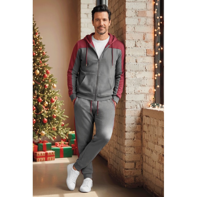 Liam Men's Fleece Active Set with Zip-Front Hoodie and Jogger Pants, , large
