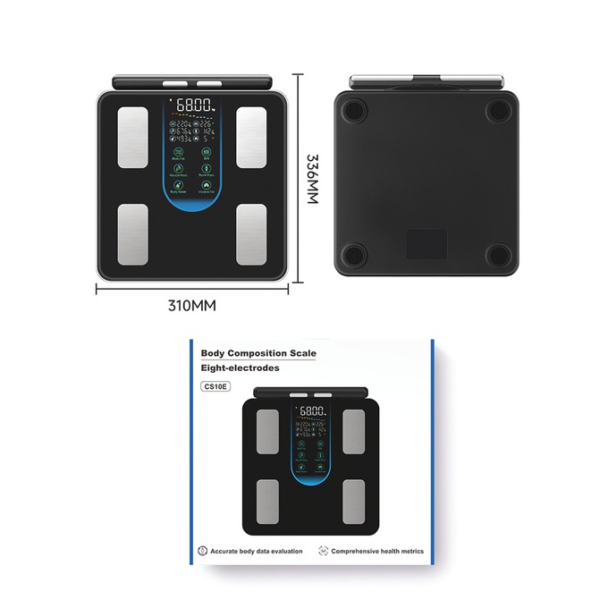 Smart Body Composition Scale with Body Fat Analysis and Bluetooth App Tracking, Black, large
