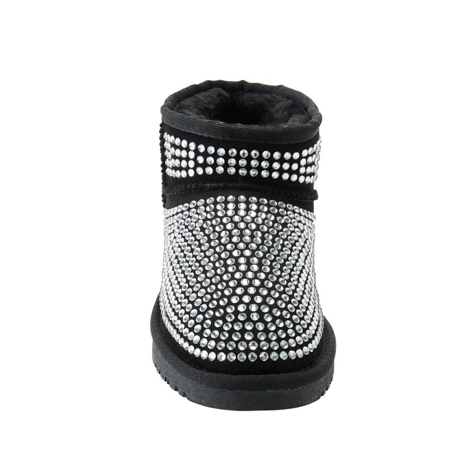 Azalea Wang Faux-Suede Fairytale Rhinestone Bootie with Faux Fur Lining for Women, , large