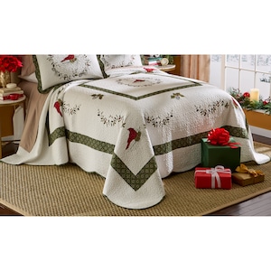 Cardinal Embroidered Bedspread, , large
