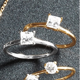 Sterling Lab-Created Diamond Princess Solitaire Ring, , large