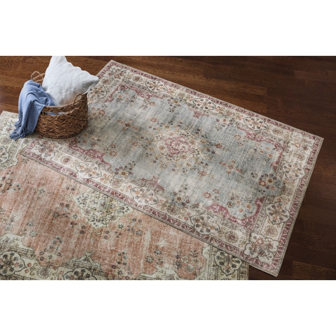 Lennox Machine Washable Distressed Area Rug with Nonslip Back, , large